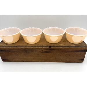 Set of 4 Vintage FIRE KING Custard Cups / Ramekins Peach Lustre 6oz #424